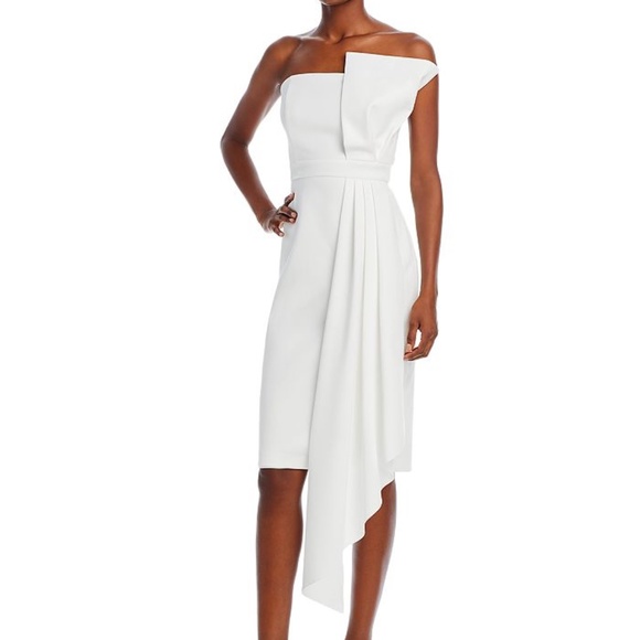 NEW Eliza J Strapless Scuba Crepe Cocktail Dress in Ivory - size 10 - Picture 1 of 10